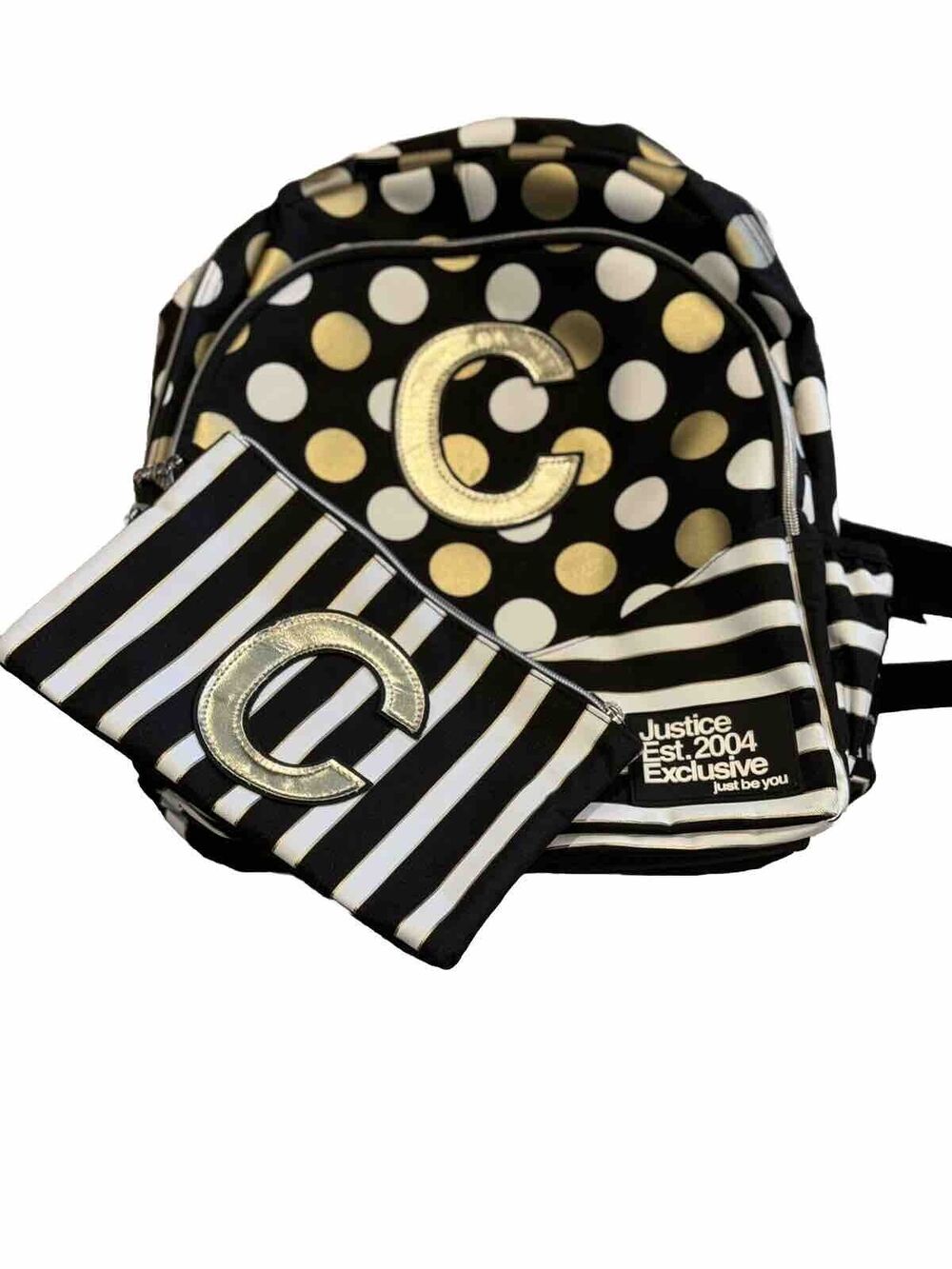 Justice Initial Backpack and Detachable Wristlet "C" New